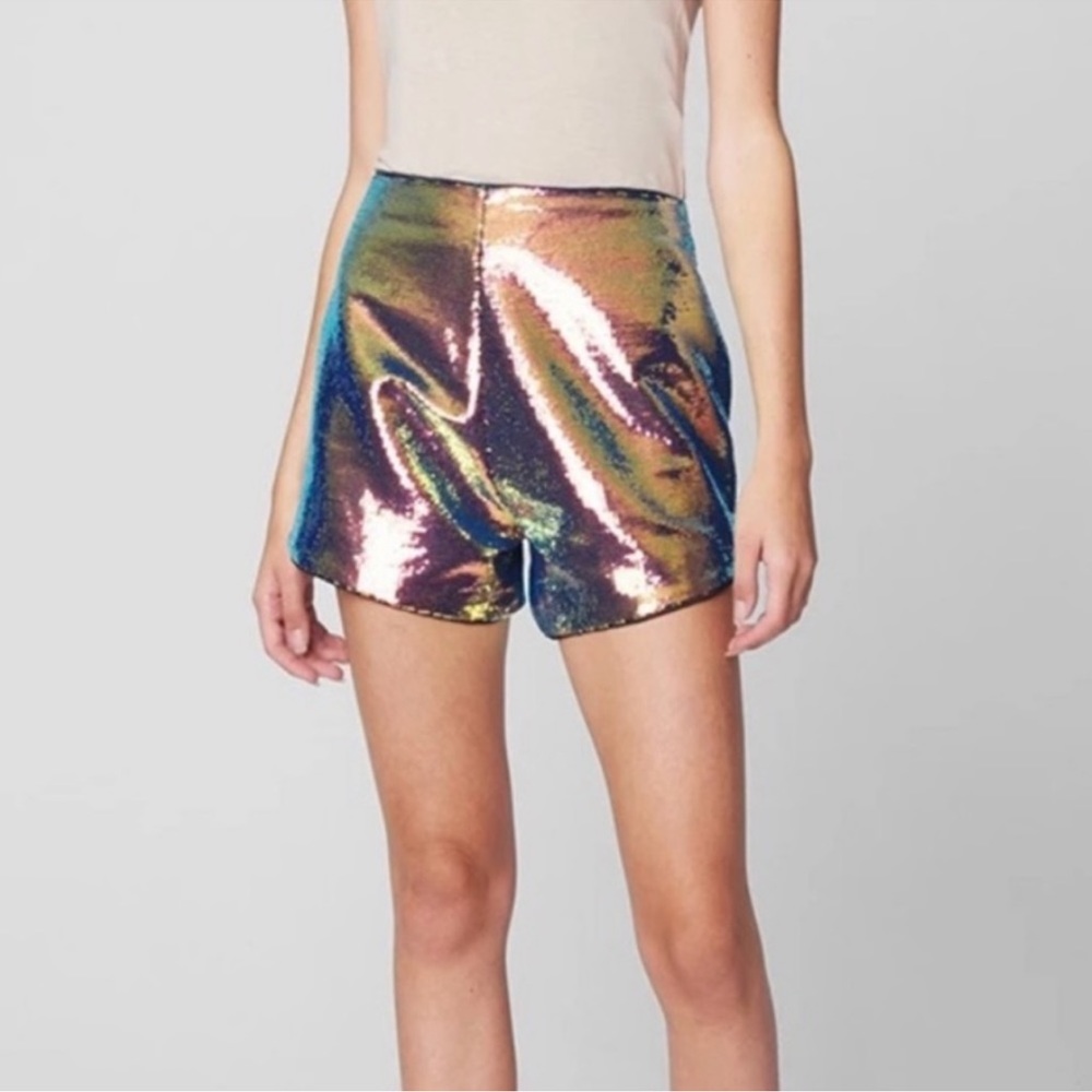 BLANKNYC Cosmic Charge Iridescent Sequin Multi Color Festival Shorts 26
